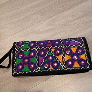 Embroidered Multicolor Clutch